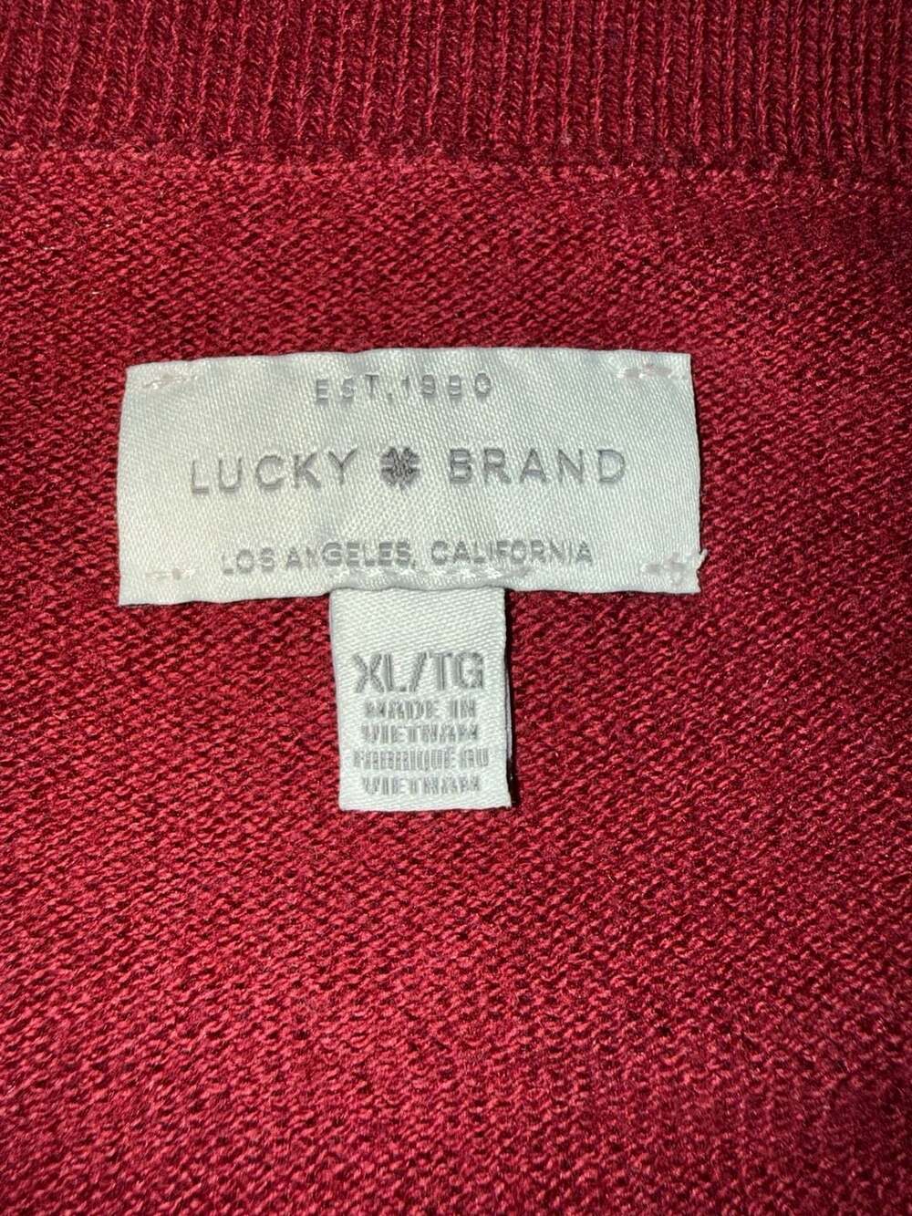 Lucky Brand V-Neck Sweater Size XL Red Cotton Blend - Picture 2 of 7